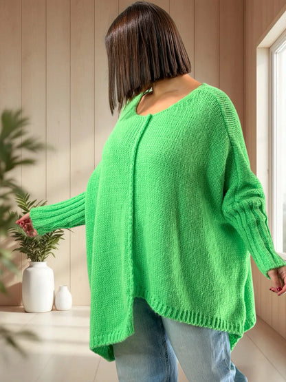 VICTORINE - PULL OVERSIZE VERT JUSQU'A LA TAILLE 54