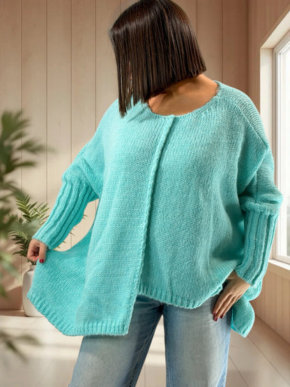 VICTORINE - PULL OVERSIZE LAGON JUSQU'A LA TAILLE 54