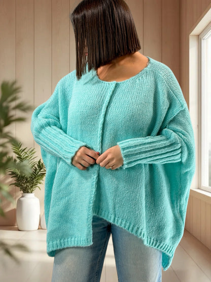 VICTORINE - PULL OVERSIZE LAGON JUSQU'A LA TAILLE 54