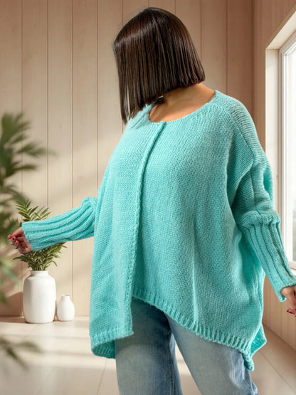 VICTORINE - PULL OVERSIZE LAGON JUSQU'A LA TAILLE 54