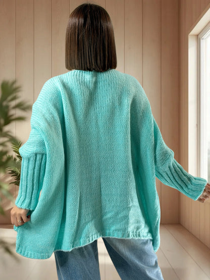 VICTORINE - PULL OVERSIZE LAGON JUSQU'A LA TAILLE 54