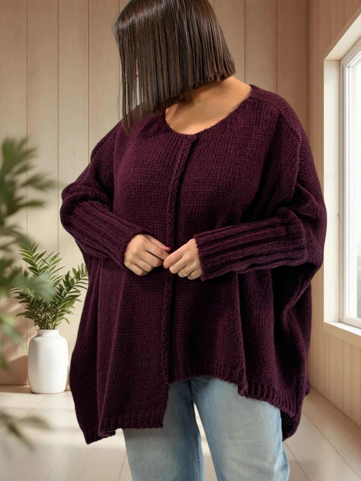 VICTORINE - PULL OVERSIZE RAISIN JUSQU'A LA TAILLE 54