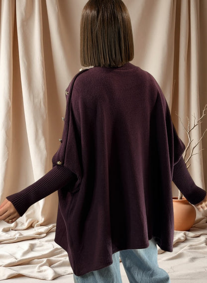 MASSIMO - PULL OVERSIZE RAISIN JUSQU'A LA TAILLE 58
