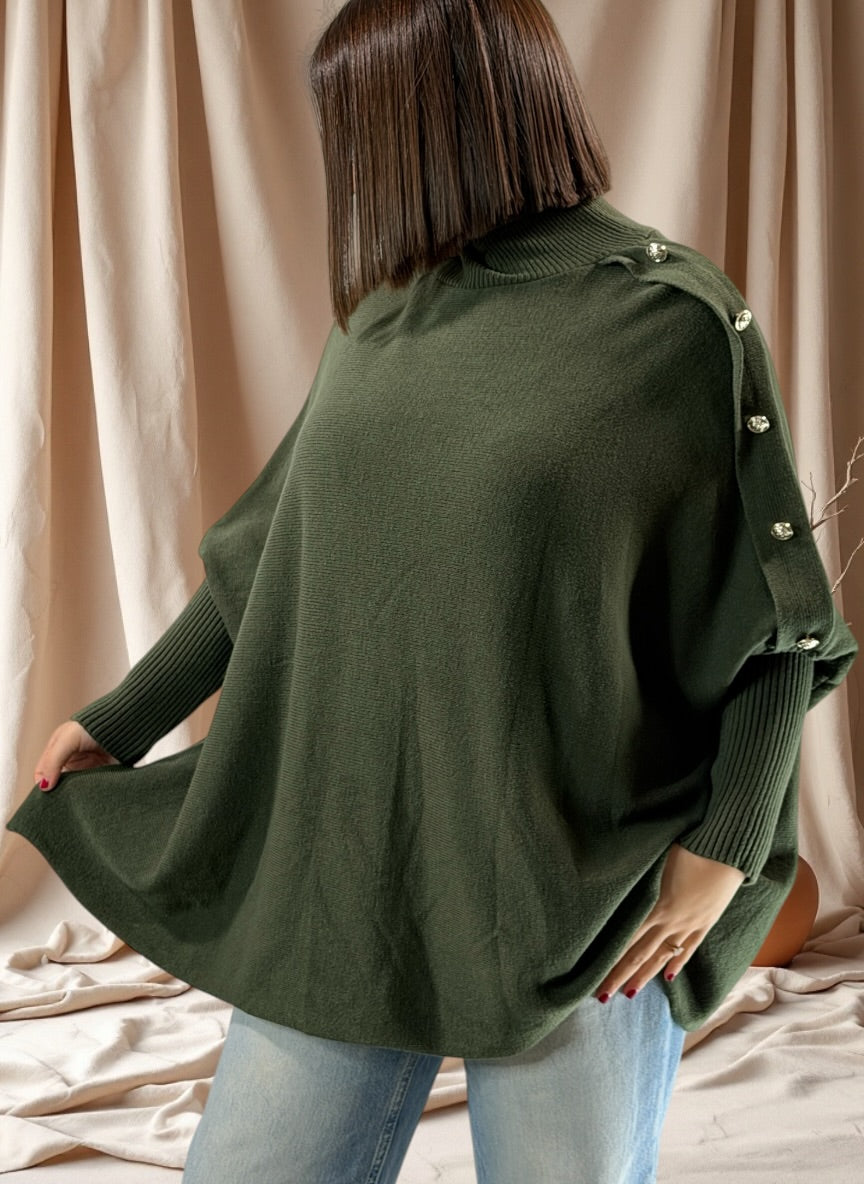 MASSIMO - PULL OVERSIZE KAKI JUSQU'A LA TAILLE 58