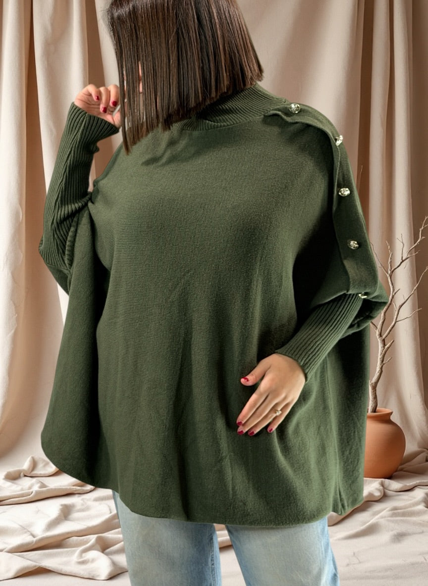 MASSIMO - PULL OVERSIZE KAKI JUSQU'A LA TAILLE 58