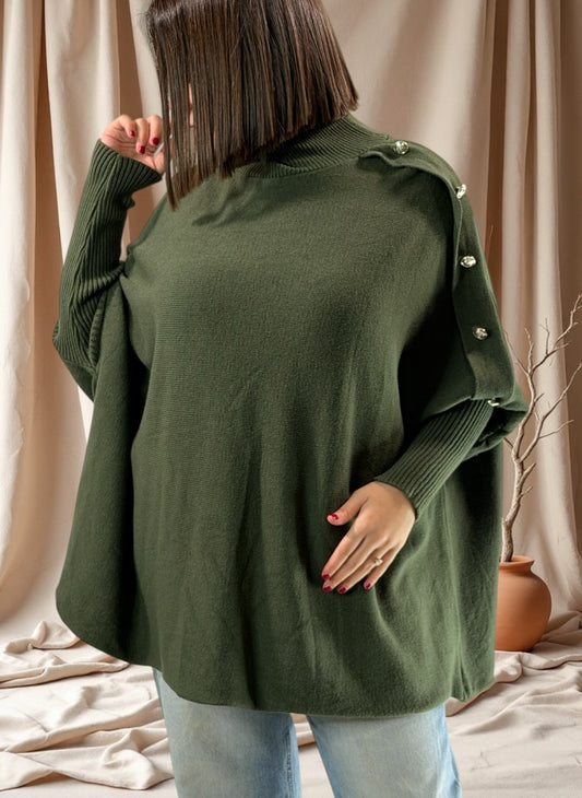 MASSIMO - PULL OVERSIZE KAKI JUSQU'A LA TAILLE 58