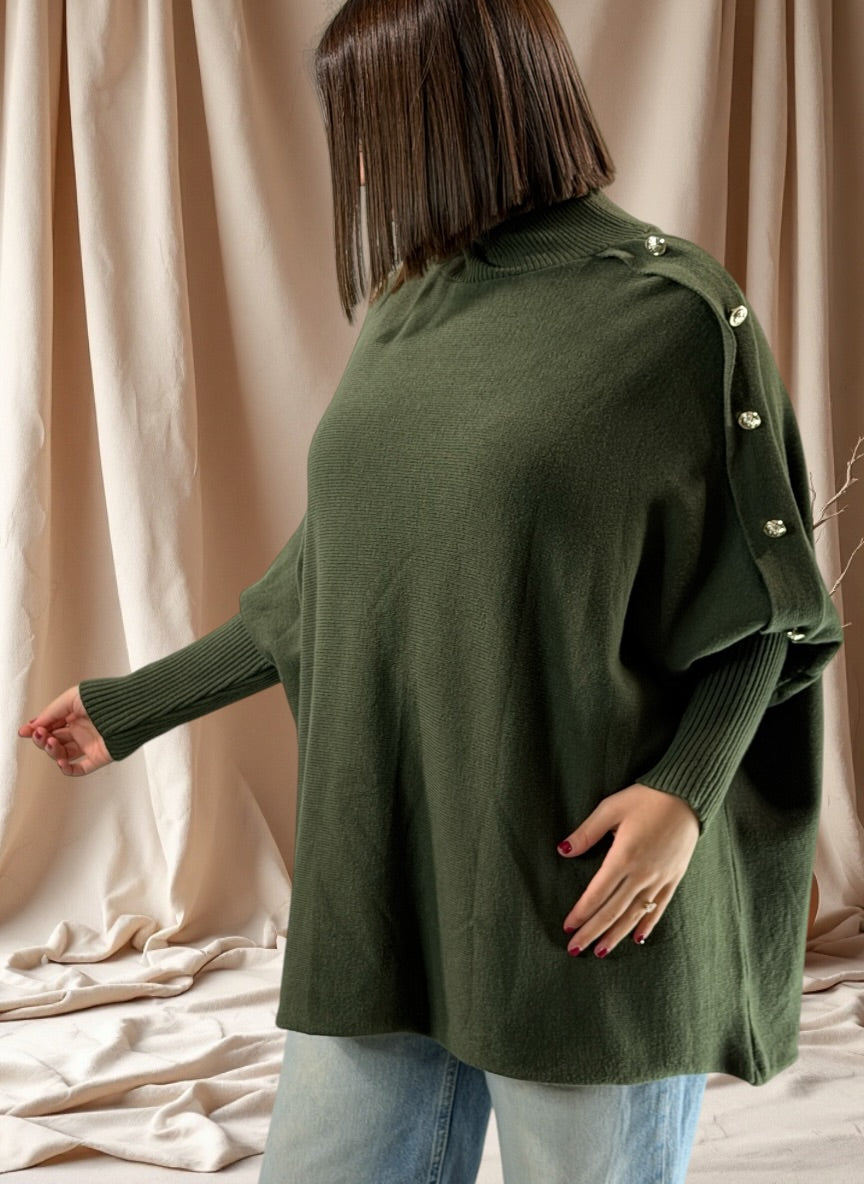 MASSIMO - PULL OVERSIZE KAKI JUSQU'A LA TAILLE 58