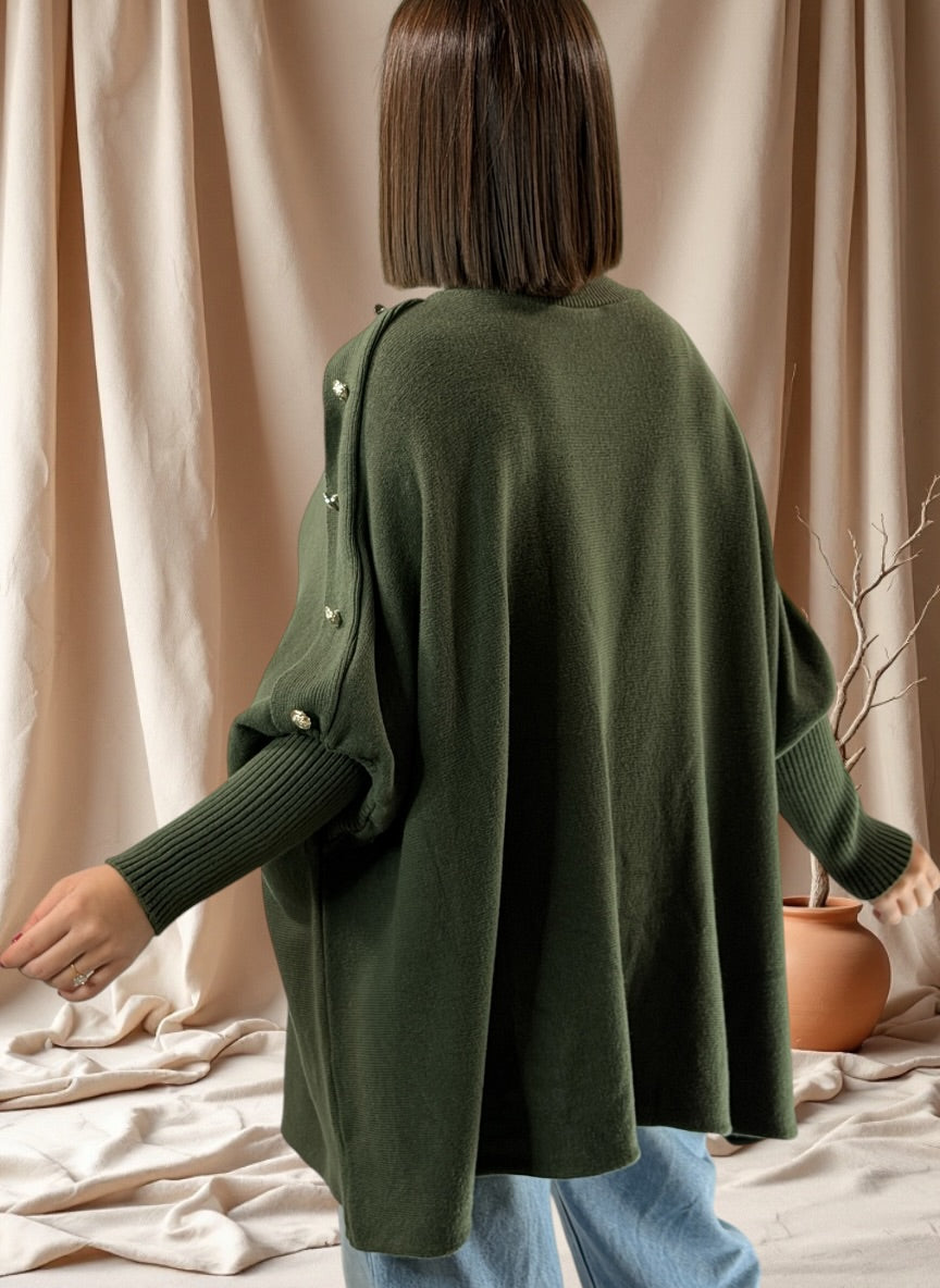MASSIMO - PULL OVERSIZE KAKI JUSQU'A LA TAILLE 58