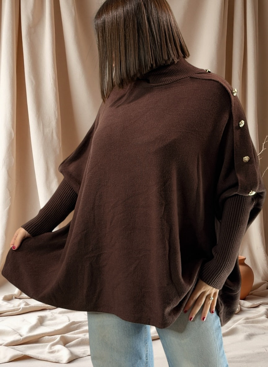 MASSIMO - PULL OVERSIZE MARRON JUSQU'A LA TAILLE 58