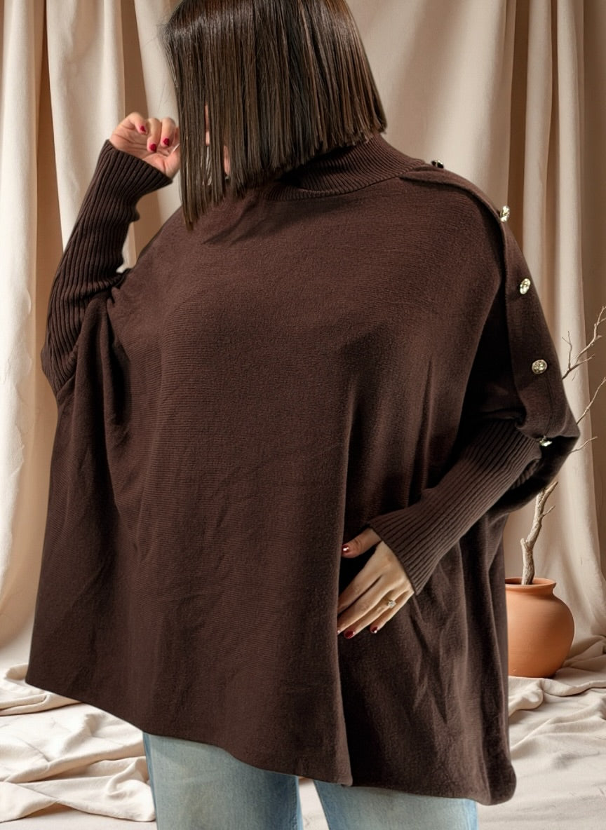 MASSIMO - PULL OVERSIZE MARRON JUSQU'A LA TAILLE 58