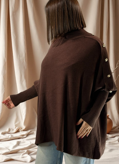 MASSIMO - PULL OVERSIZE MARRON JUSQU'A LA TAILLE 58