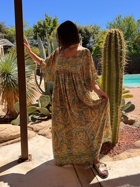 MATHILDA - ROBE LONGUE BOHEME ASPECT SOIE JUSQU'A LA TAILLE 54 REF 79