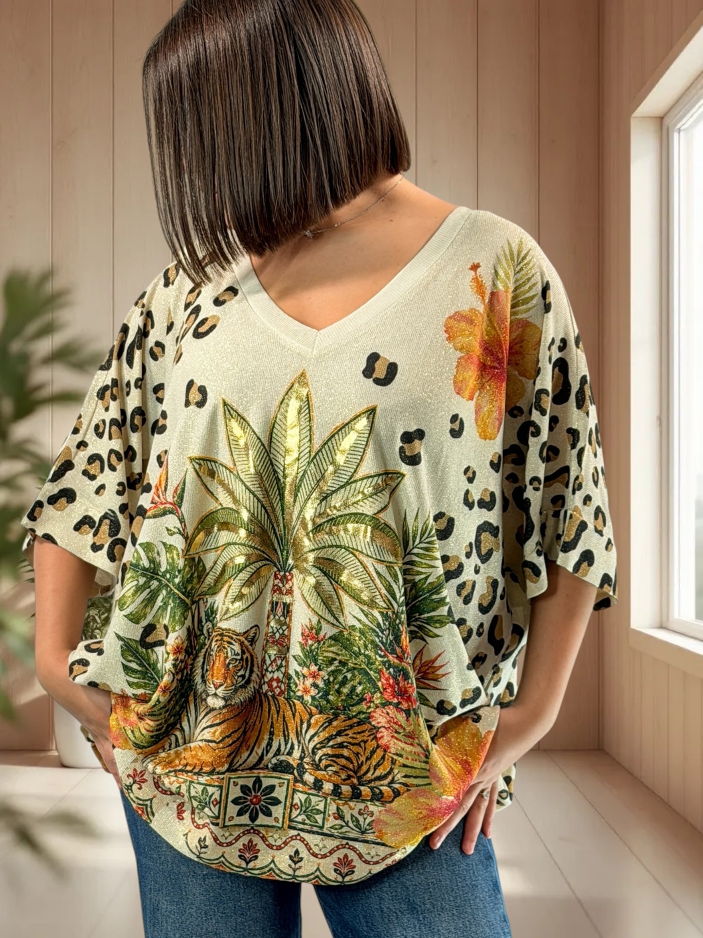 MAGNOLIA - TEE-SHIRT OVERSIZE FLUIDE SCINTILLANT JUSQU'A LA TAILLE 56