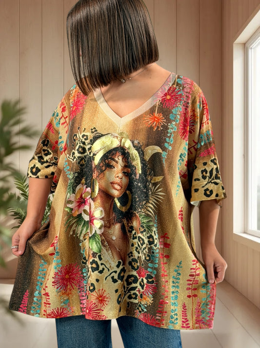 MAGNOLIA - TEE-SHIRT OVERSIZE FLUIDE SCINTILLANT JUSQU'A LA TAILLE 56