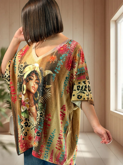 MAGNOLIA - TEE-SHIRT OVERSIZE FLUIDE SCINTILLANT JUSQU'A LA TAILLE 56
