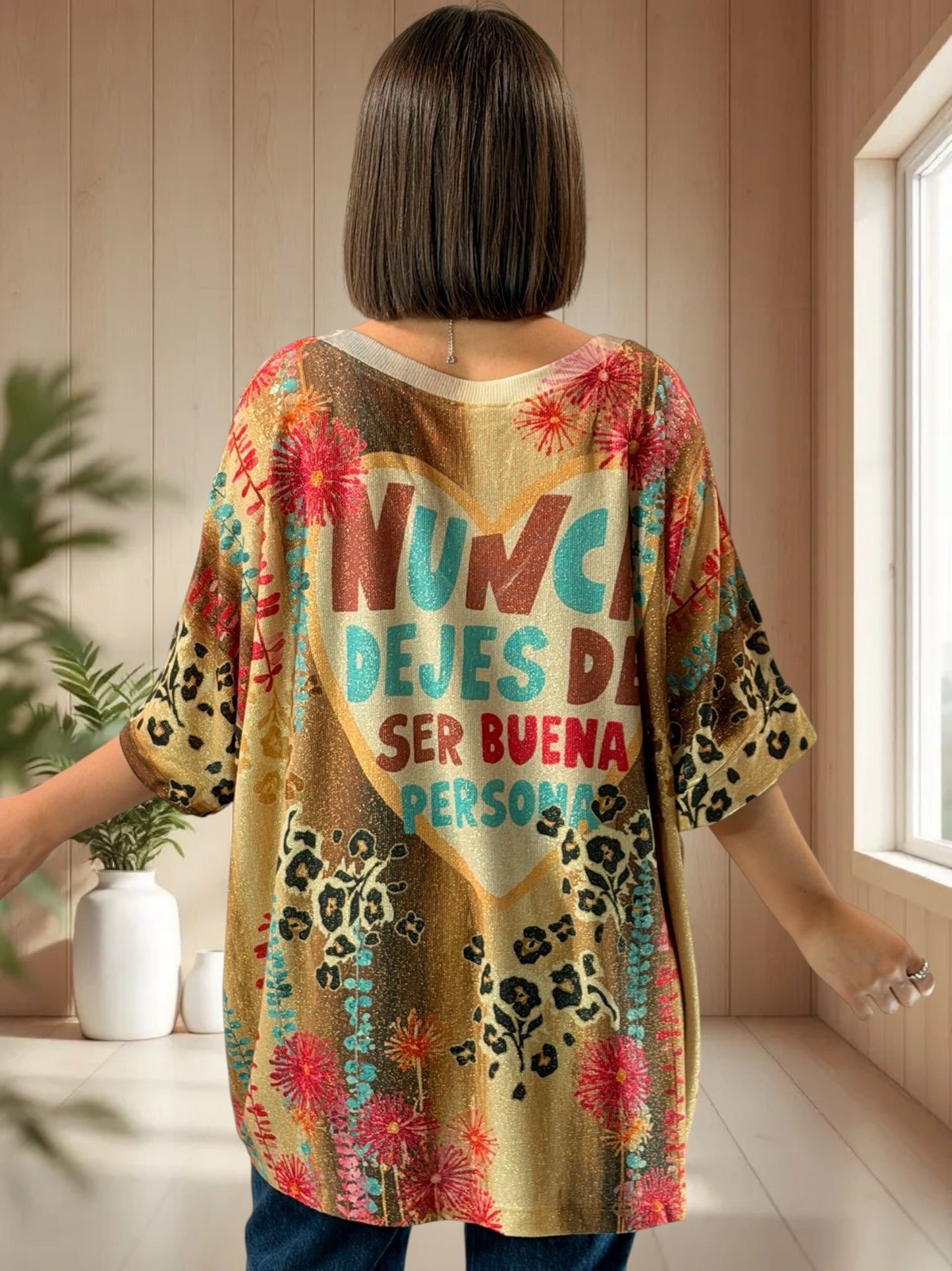 MAGNOLIA - TEE-SHIRT OVERSIZE FLUIDE SCINTILLANT JUSQU'A LA TAILLE 56