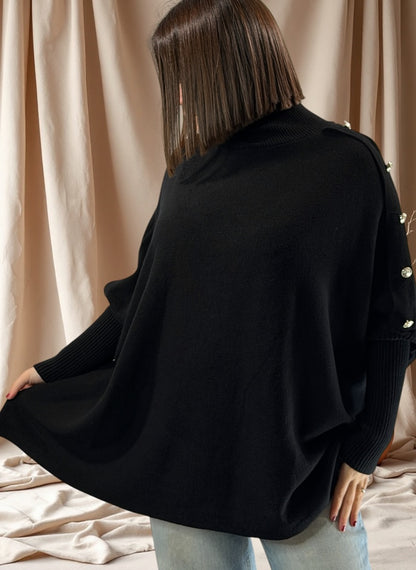 MASSIMO - PULL OVERSIZE NOIR JUSQU'A LA TAILLE 58