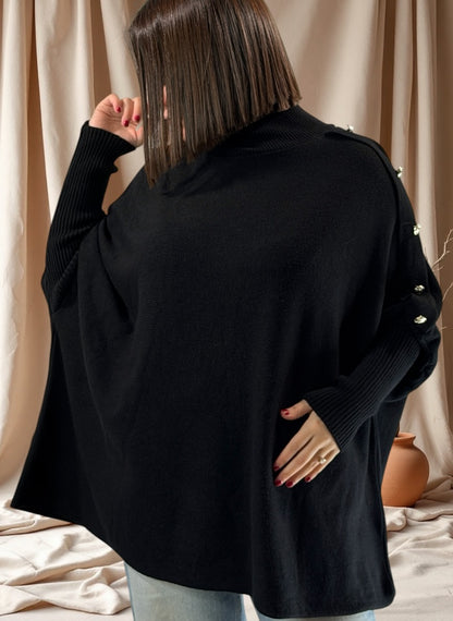 MASSIMO - PULL OVERSIZE NOIR JUSQU'A LA TAILLE 58
