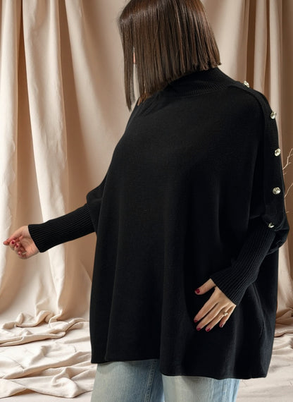 MASSIMO - PULL OVERSIZE NOIR JUSQU'A LA TAILLE 58