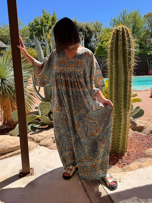 MATHILDA - ROBE LONGUE BOHEME ASPECT SOIE JUSQU'A LA TAILLE 54 REF81