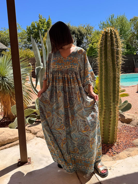 MATHILDA - ROBE LONGUE BOHEME ASPECT SOIE JUSQU'A LA TAILLE 54 REF81