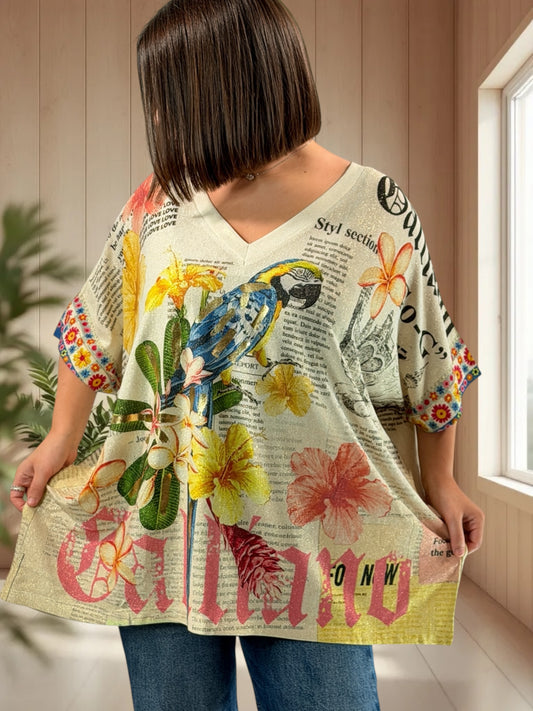 MAGNOLIA - TEE-SHIRT OVERSIZE FLUIDE SCINTILLANT JUSQU'A LA TAILLE 56