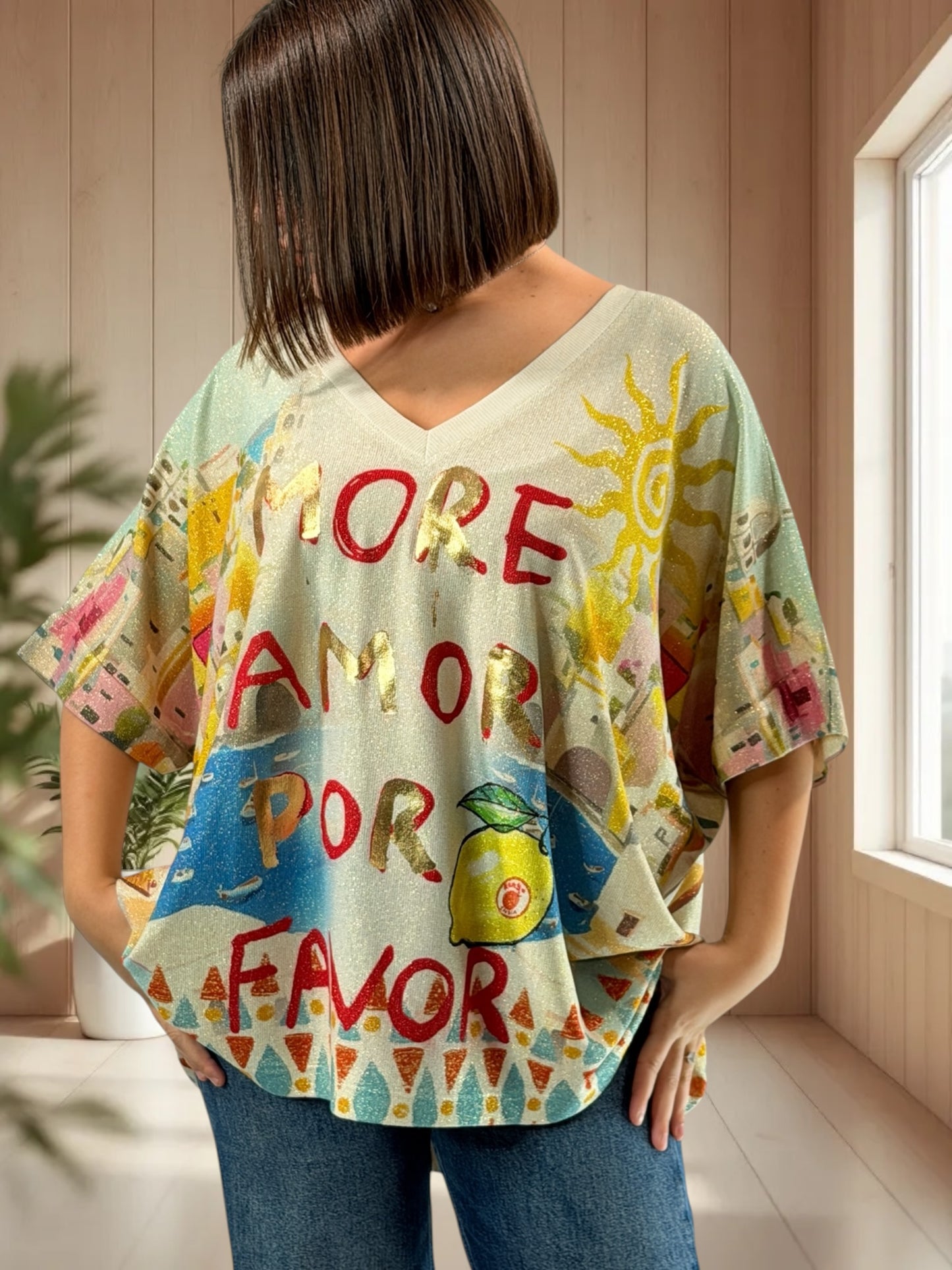 MAGNOLIA - TEE-SHIRT OVERSIZE FLUIDE SCINTILLANT JUSQU'A LA TAILLE 56