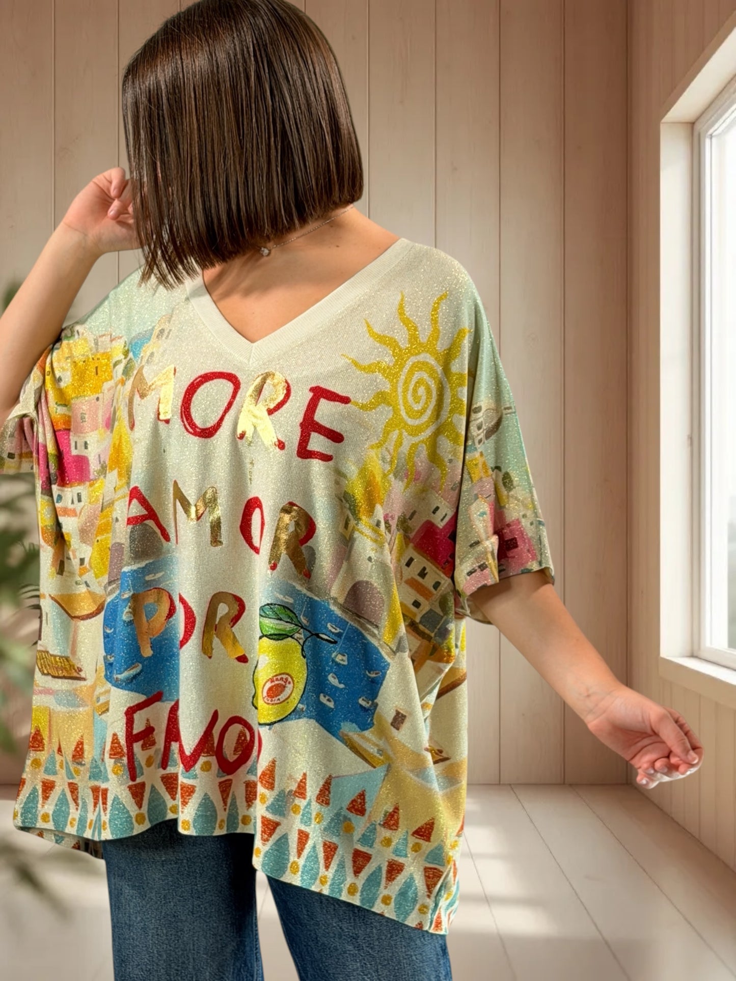 MAGNOLIA - TEE-SHIRT OVERSIZE FLUIDE SCINTILLANT JUSQU'A LA TAILLE 56