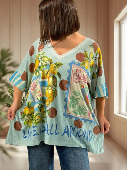 MAGNOLIA - TEE-SHIRT OVERSIZE FLUIDE SCINTILLANT JUSQU'A LA TAILLE 56