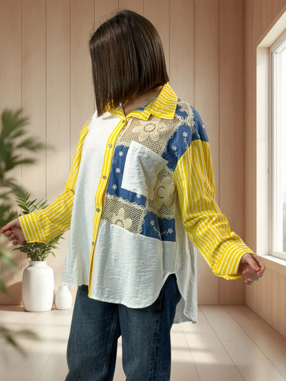 CAMARGUE - CHEMISE OVERSIZE AGREMENTEE DE DENTELLE JUSQU'A LA TAILLE 50/52