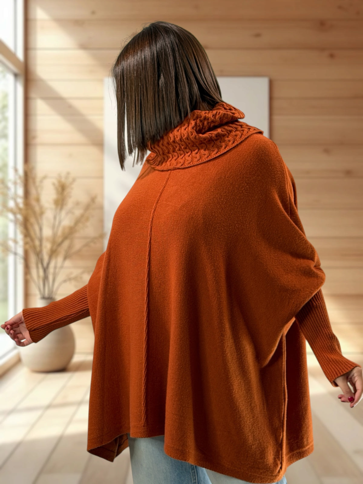 BERLINGOT - PULL OVERSIZE ROUX JUSQU'A LA TAILLE 58
