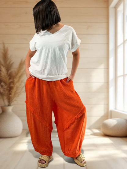 RICARDO - PANTALON BI-MATIERE ORANGE JUSQU'A LA TAILLE 52