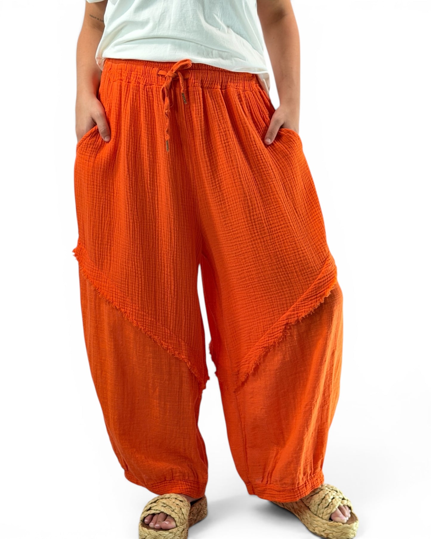 RICARDO - PANTALON BI-MATIERE ORANGE JUSQU'A LA TAILLE 52