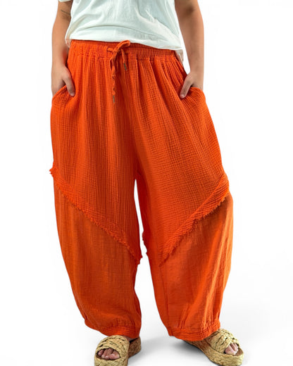 RICARDO - PANTALON BI-MATIERE ORANGE JUSQU'A LA TAILLE 52