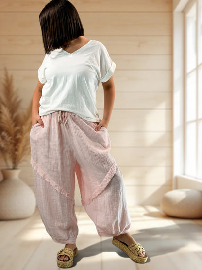 RICARDO - PANTALON BI-MATIERE ROSE JUSQU'A LA TAILLE 52