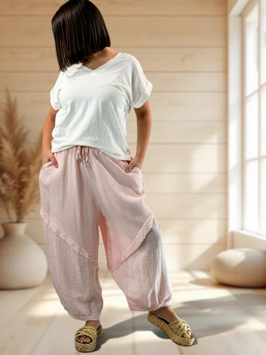 RICARDO - PANTALON BI-MATIERE ROSE JUSQU'A LA TAILLE 52