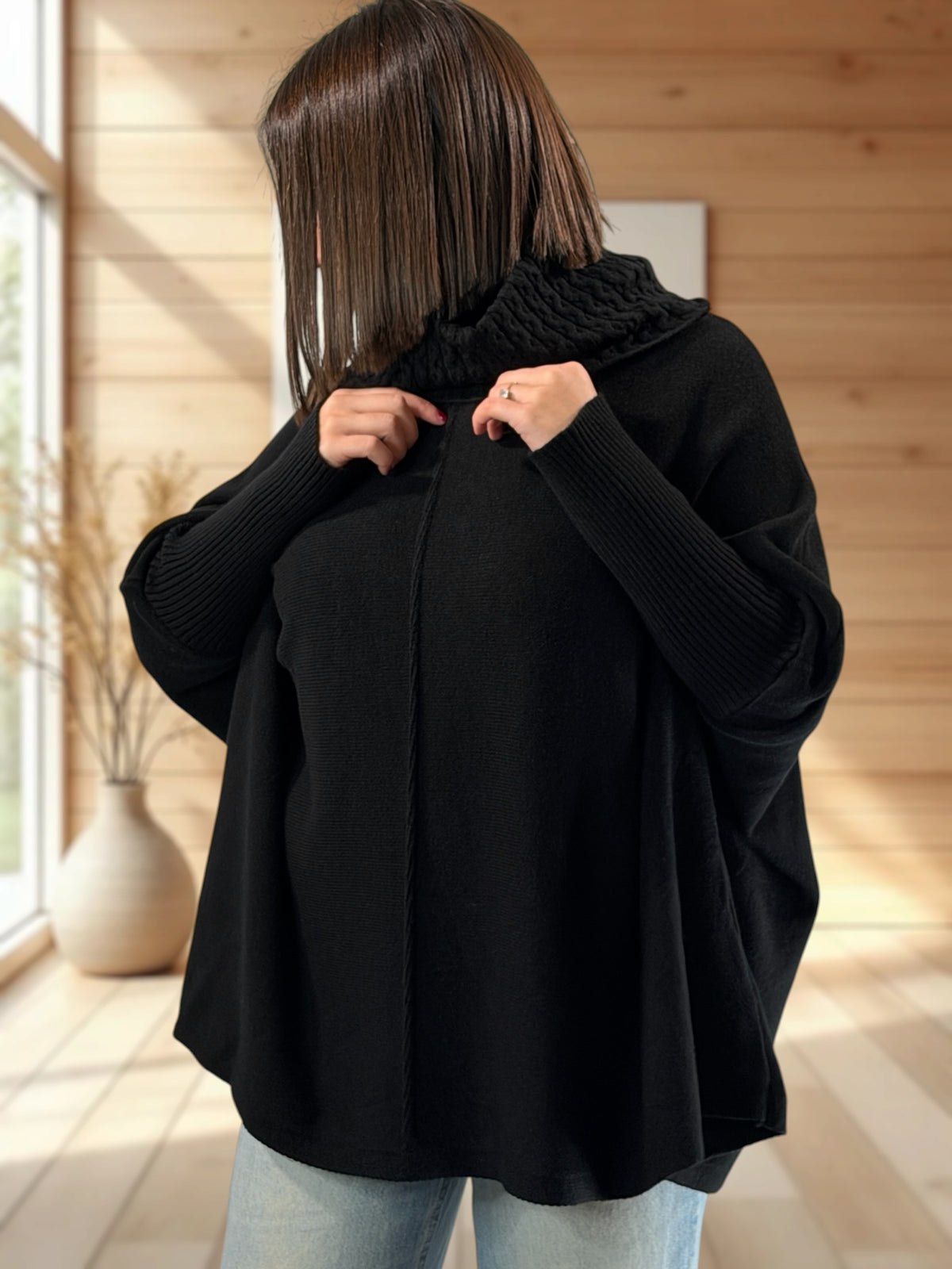 BERLINGOT - PULL OVERSIZE NOIR JUSQU'A LA TAILLE 58