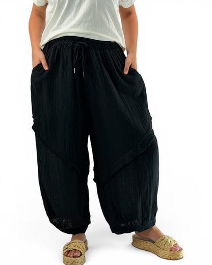 RICARDO - PANTALON BI-MATIERE NOIR JUSQU'A LA TAILLE 52