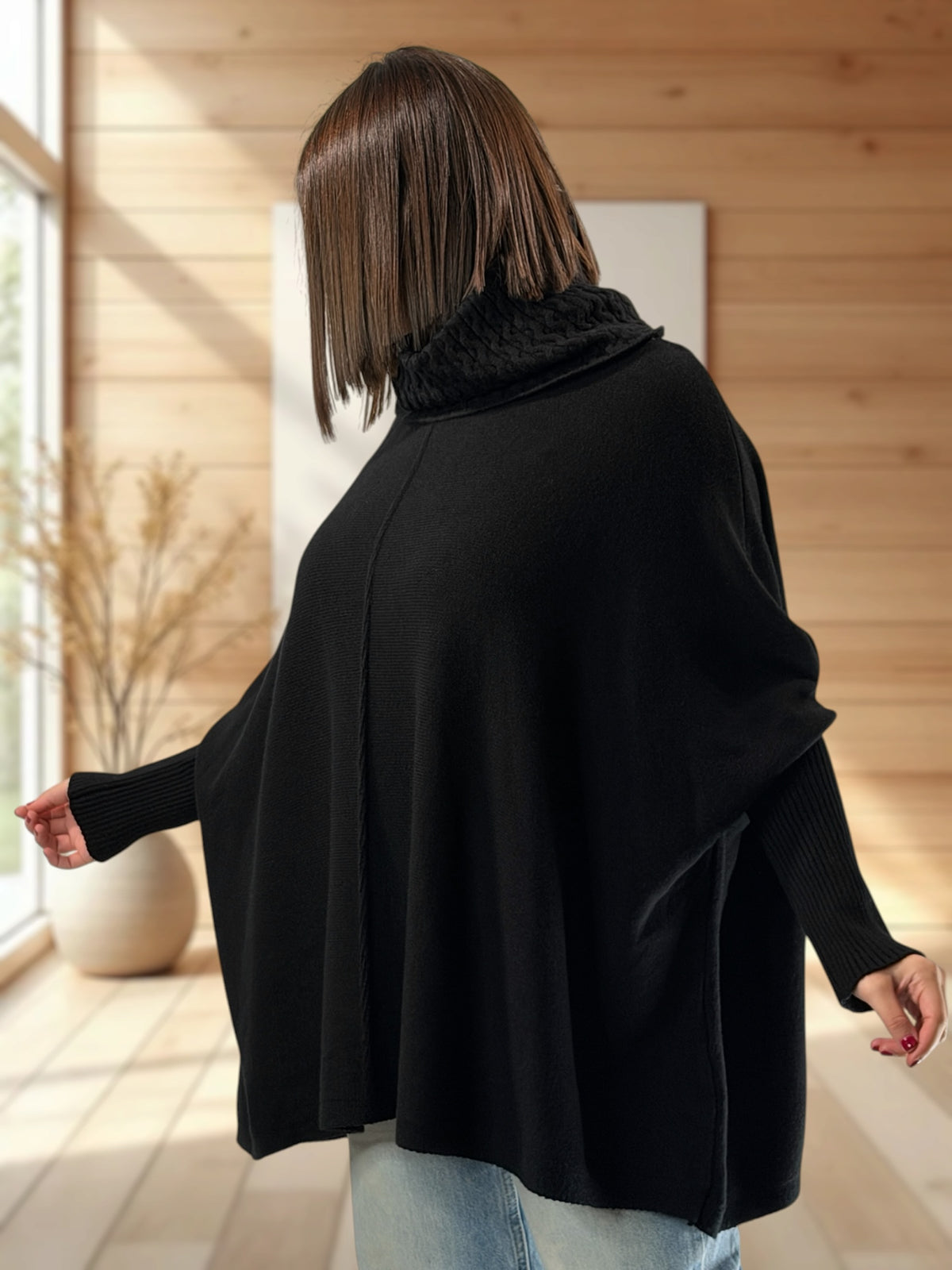 BERLINGOT - PULL OVERSIZE NOIR JUSQU'A LA TAILLE 58