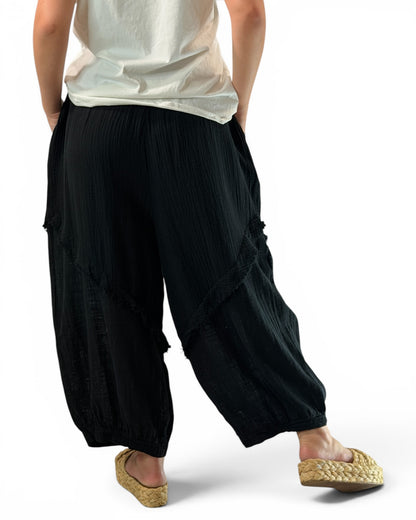 RICARDO - PANTALON BI-MATIERE NOIR JUSQU'A LA TAILLE 52