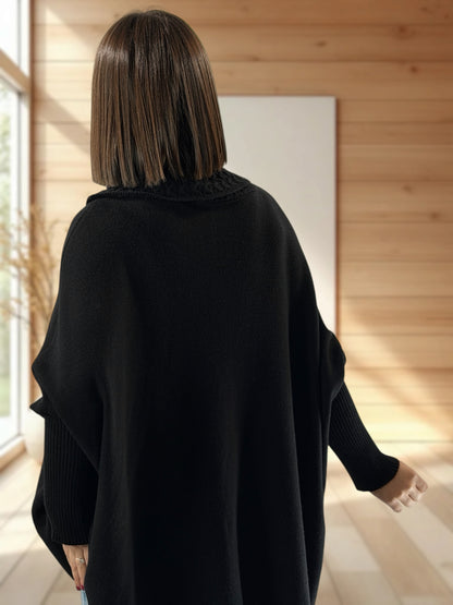 BERLINGOT - PULL OVERSIZE NOIR JUSQU'A LA TAILLE 58