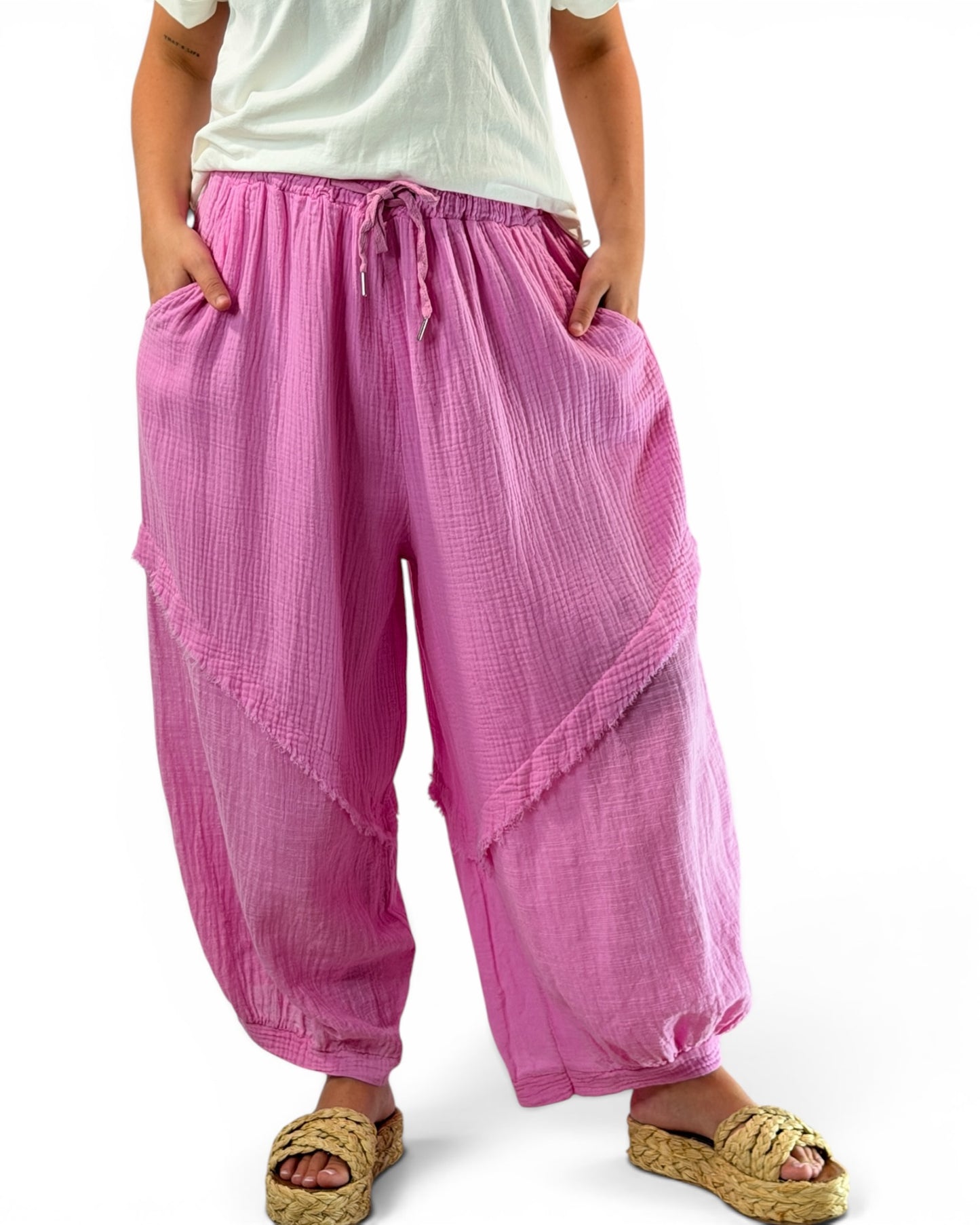 RICARDO - PANTALON BI-MATIERE FUCHSIA JUSQU'A LA TAILLE 52