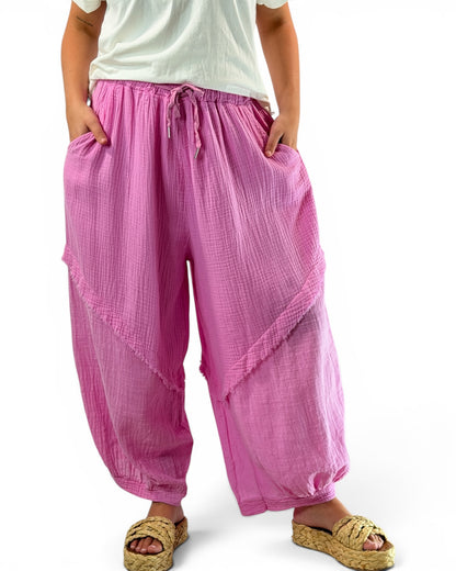 RICARDO - PANTALON BI-MATIERE FUCHSIA JUSQU'A LA TAILLE 52