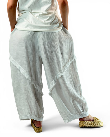 RICARDO - PANTALON BI-MATIERE BLANC JUSQU'A LA TAILLE 52