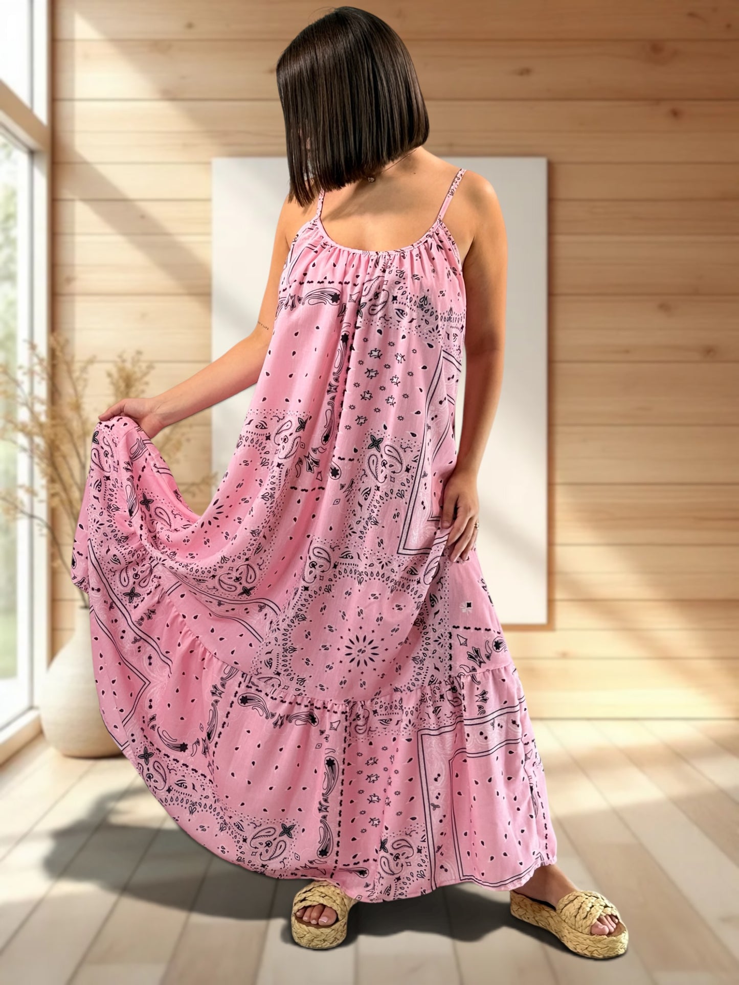 LISYANE - ROBE LONGUE A MOTIF JUSQU'A LA TAILLE 50