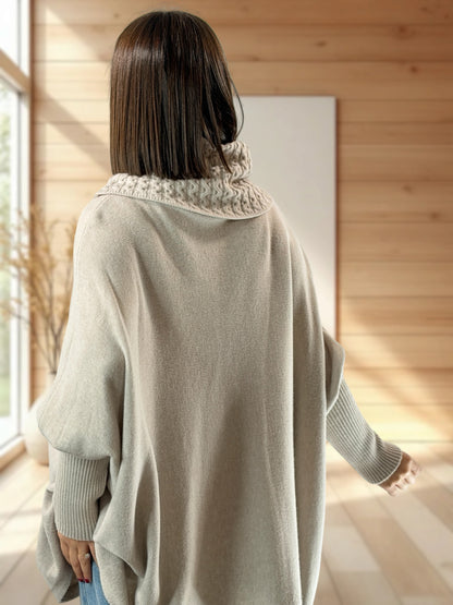 BERLINGOT - PULL OVERSIZE BEIGE JUSQU'A LA TAILLE 58