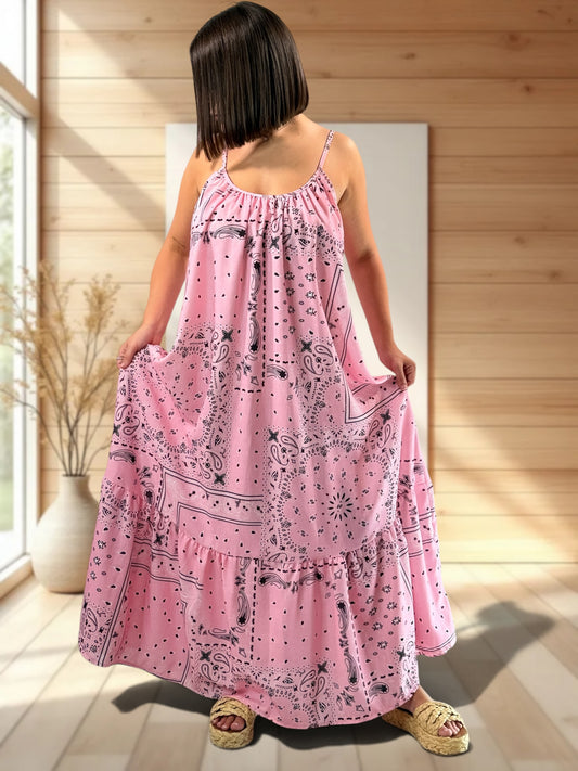 LISYANE - ROBE LONGUE A MOTIF JUSQU'A LA TAILLE 50