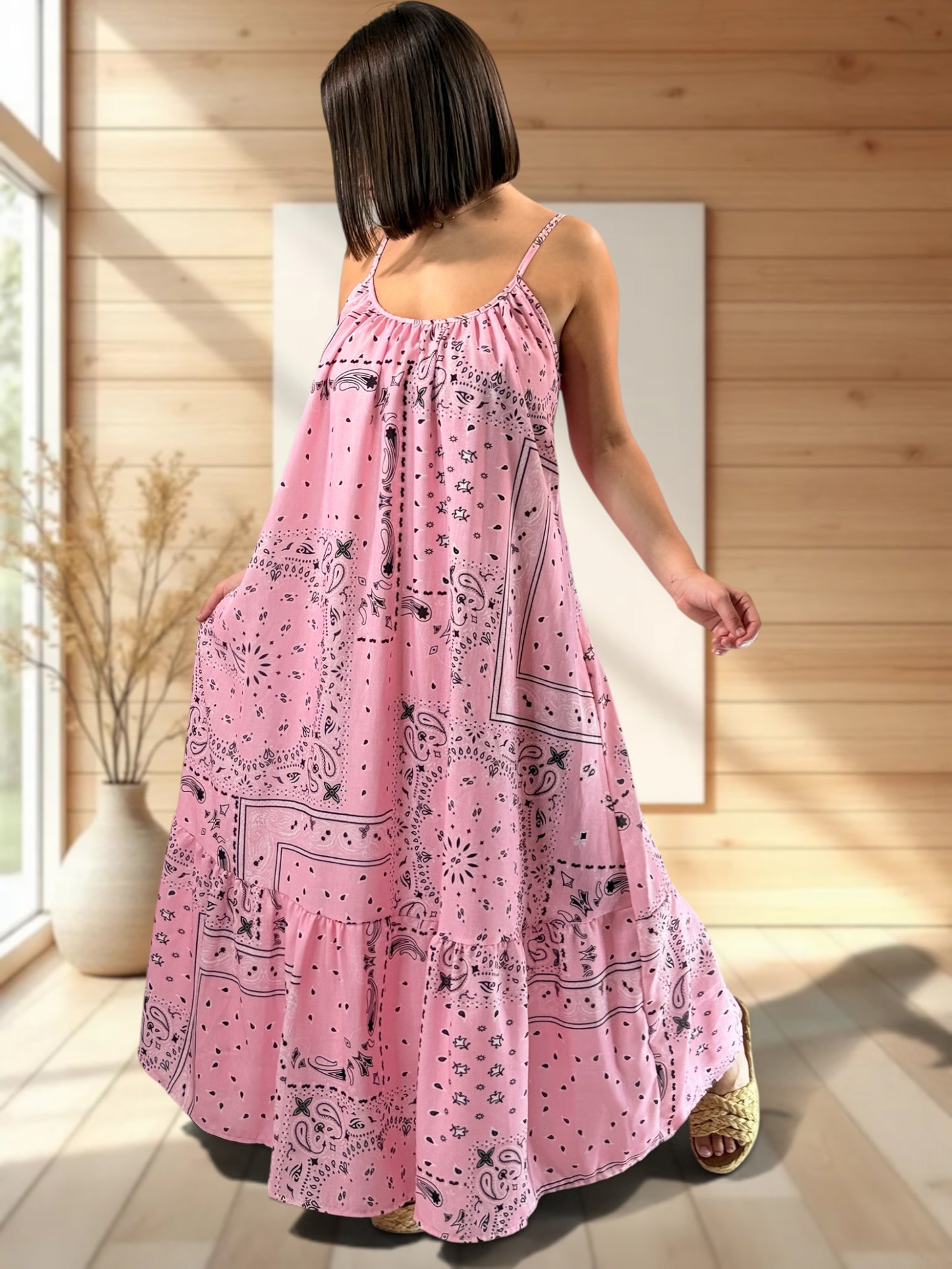 LISYANE - ROBE LONGUE A MOTIF JUSQU'A LA TAILLE 50