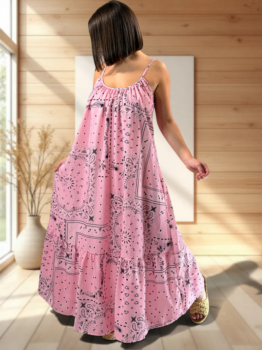 LISYANE - ROBE LONGUE A MOTIF JUSQU'A LA TAILLE 50
