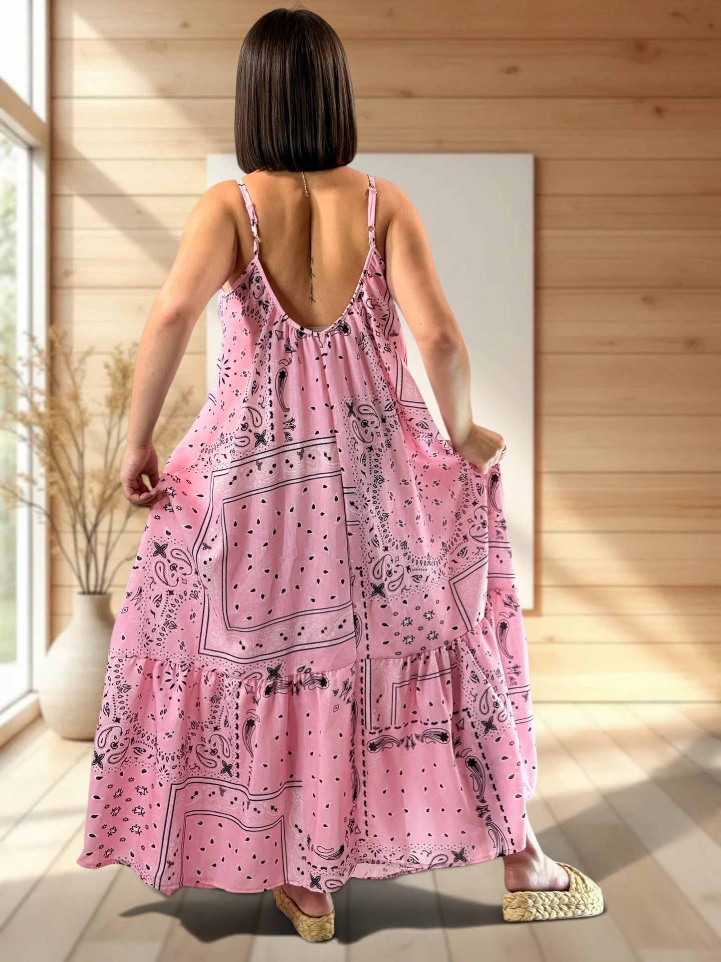 LISYANE - ROBE LONGUE A MOTIF JUSQU'A LA TAILLE 50